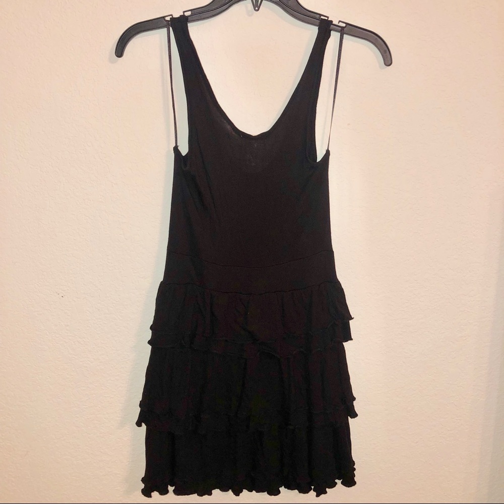 Black Ruffled Mini Dress - Picture 3 of 4